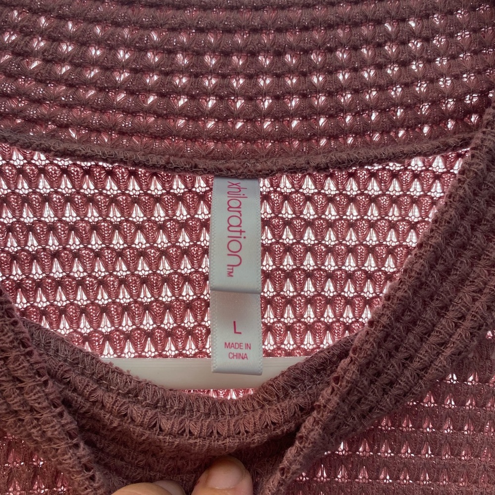 Waffle cotton pink sweater top.